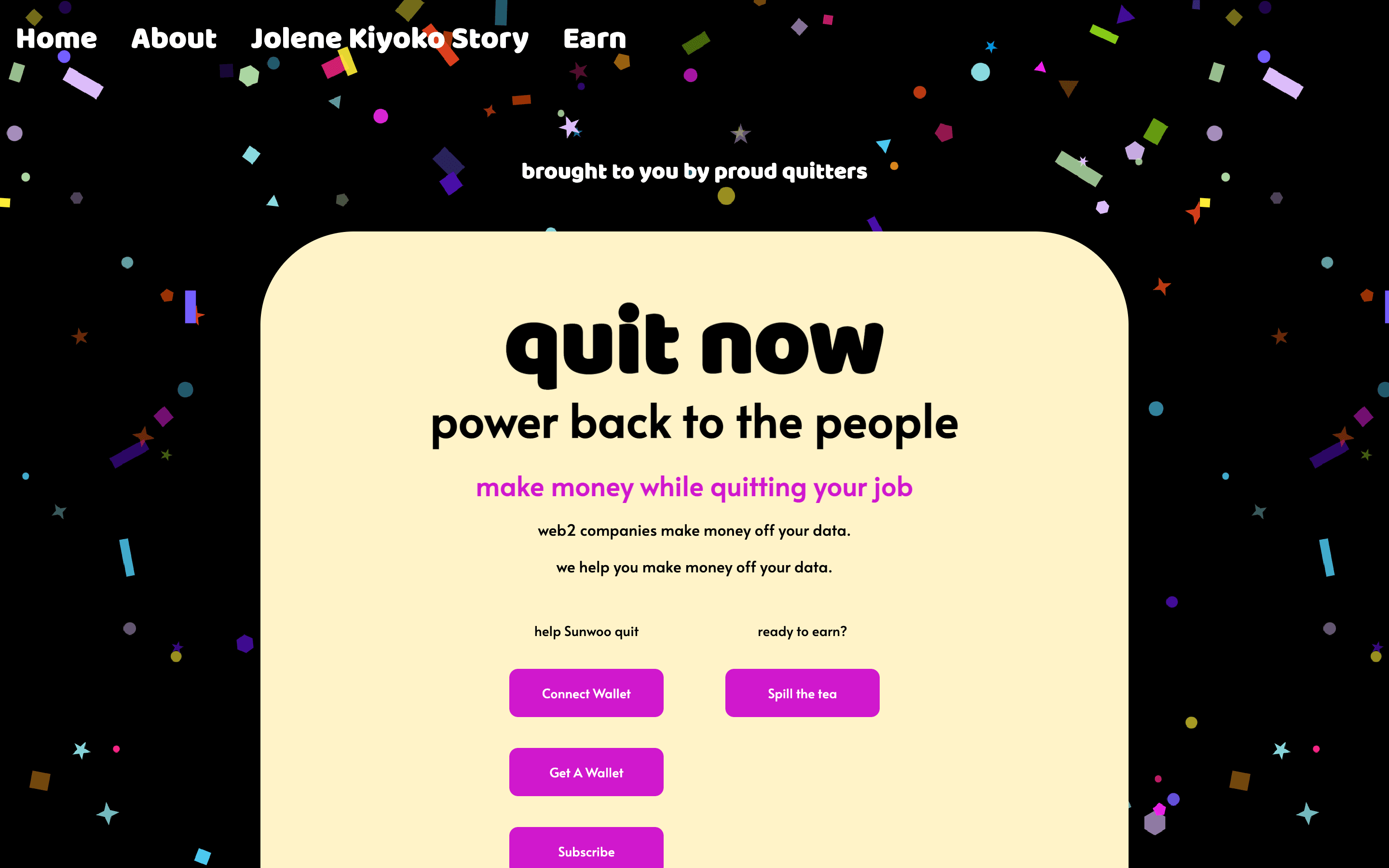 landing page of Quit Now